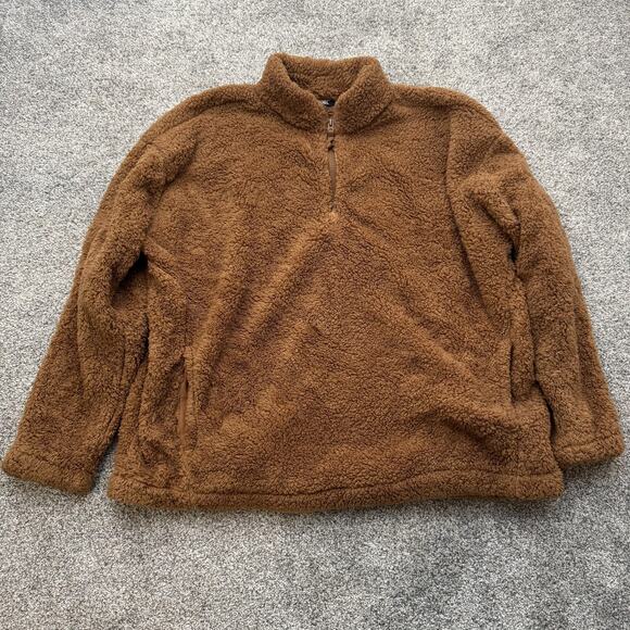 Lands End Teddy Sherpa Fleece Pullover XL 1/4 Zip Pockets Cozy Soft Cabincore - Picture 1 of 13